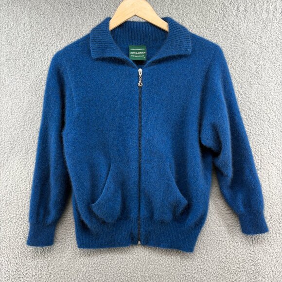 Lothlorian Luxury Possum Merino Wool Zip Cardigan Blue XS Made in New Zealand - Picture 1 of 8